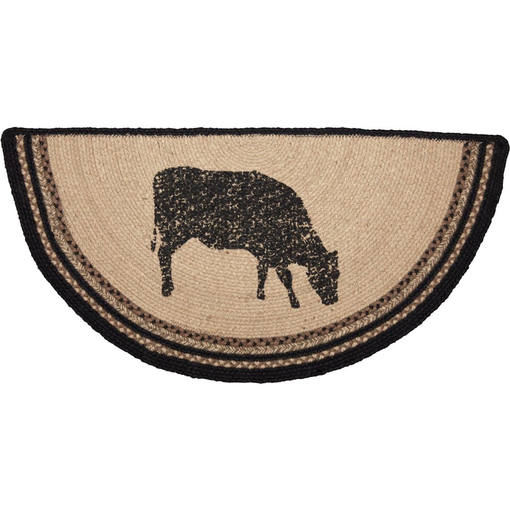 Sawyer Mill Charcoal Cow Jute Rug Half Circle 16.5x33 - Image 3