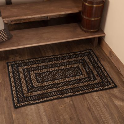 Black & Tan Jute Rug Rect 24x36