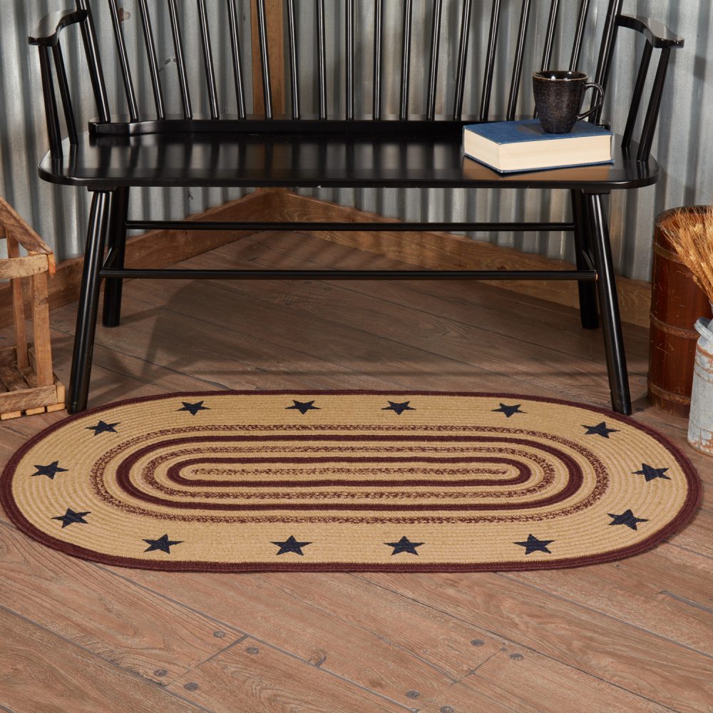 Potomac Jute Rug Oval Stencil Stars w/ Pad 27x48 - Image 2