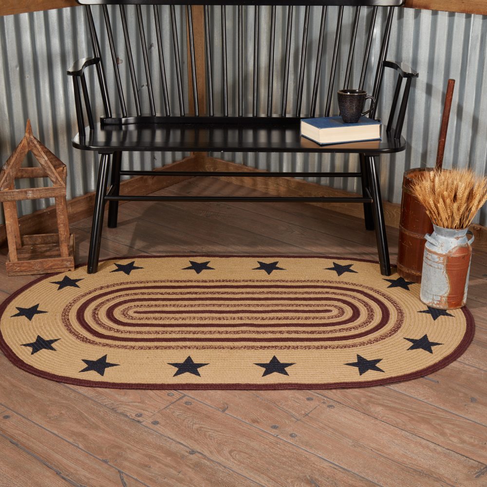 Potomac Jute Rug Oval Stencil Stars w/ Pad 36x60 - Image 2