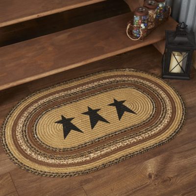 Kettle Grove Jute Rug Oval Stencil Stars 24x36