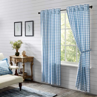 Annie Buffalo Blue Check Panel Set of 2 84x40