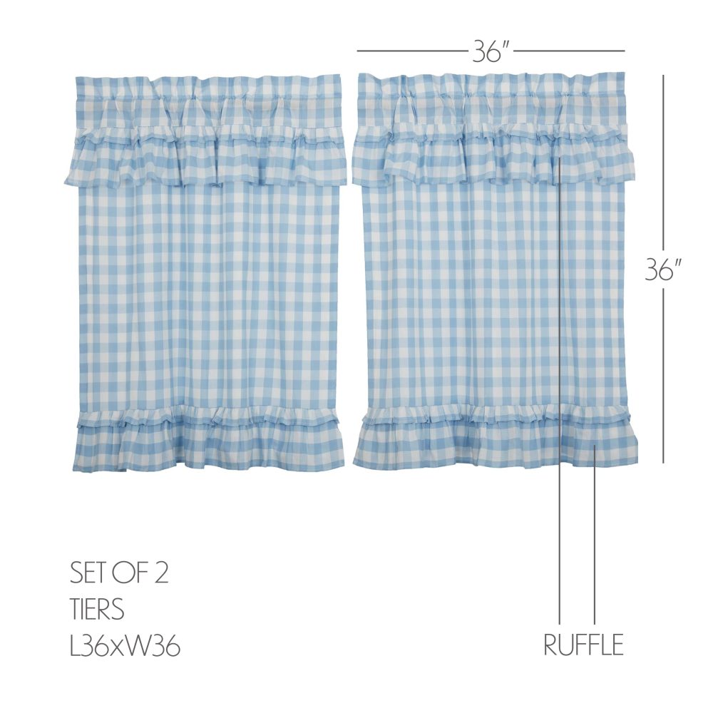 Annie Buffalo Blue Check Ruffled Tier Set of 2 L36xW36 - Image 6