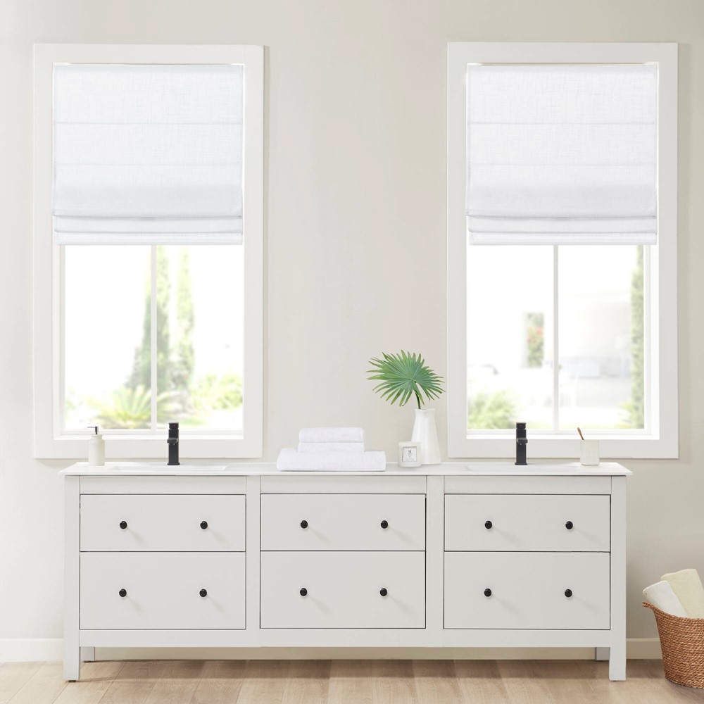 Madison Park Kyler Linen Blend Light Filtering Cordless Roman Shade in White, 27x64" MP40-8912 - Image 3