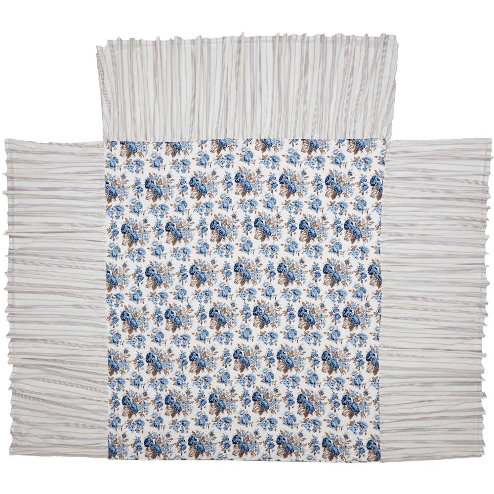 Annie Blue Floral Ruffled California King Coverlet 84x72+27 - Image 2