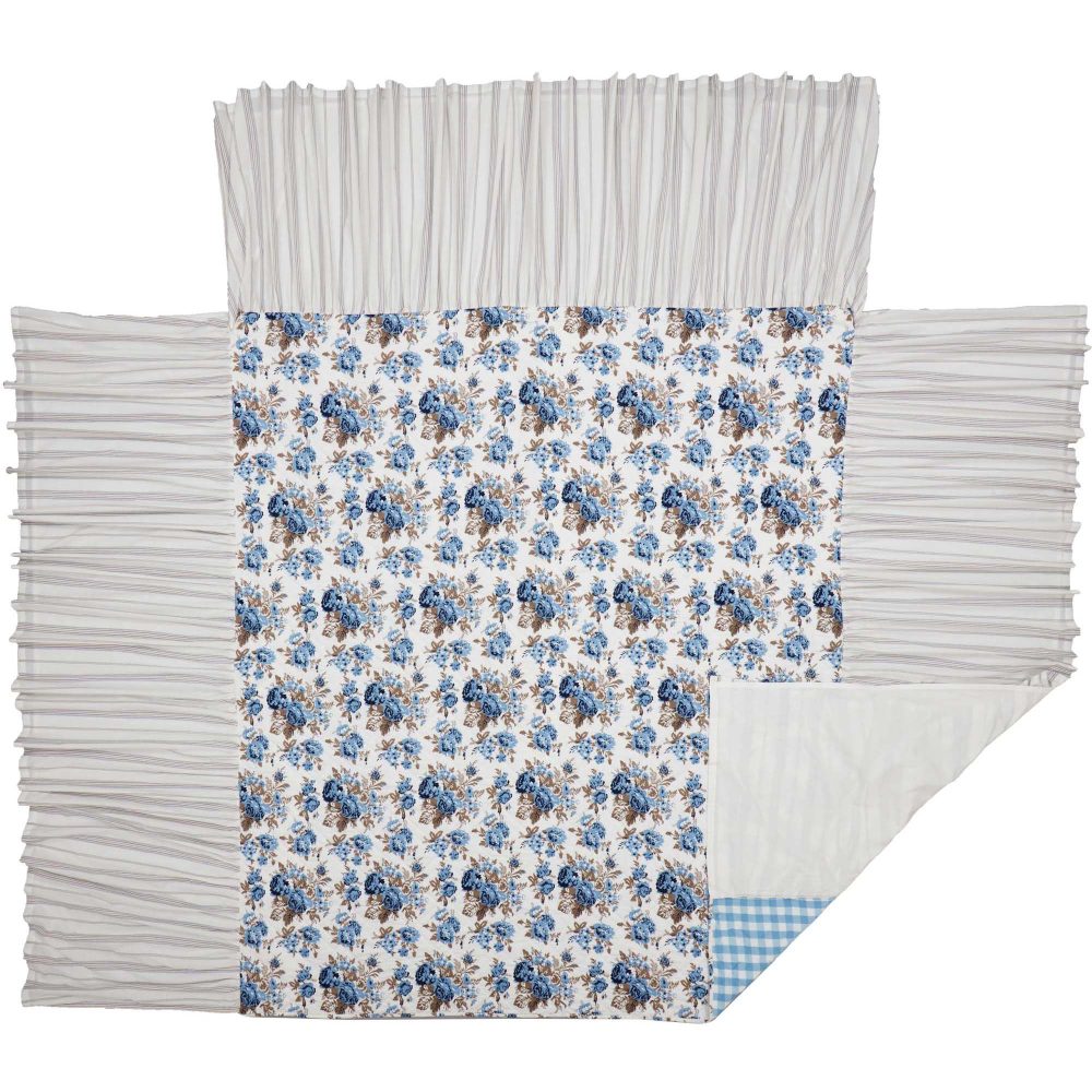 Annie Blue Floral Ruffled California King Coverlet 84x72+27 - Image 3