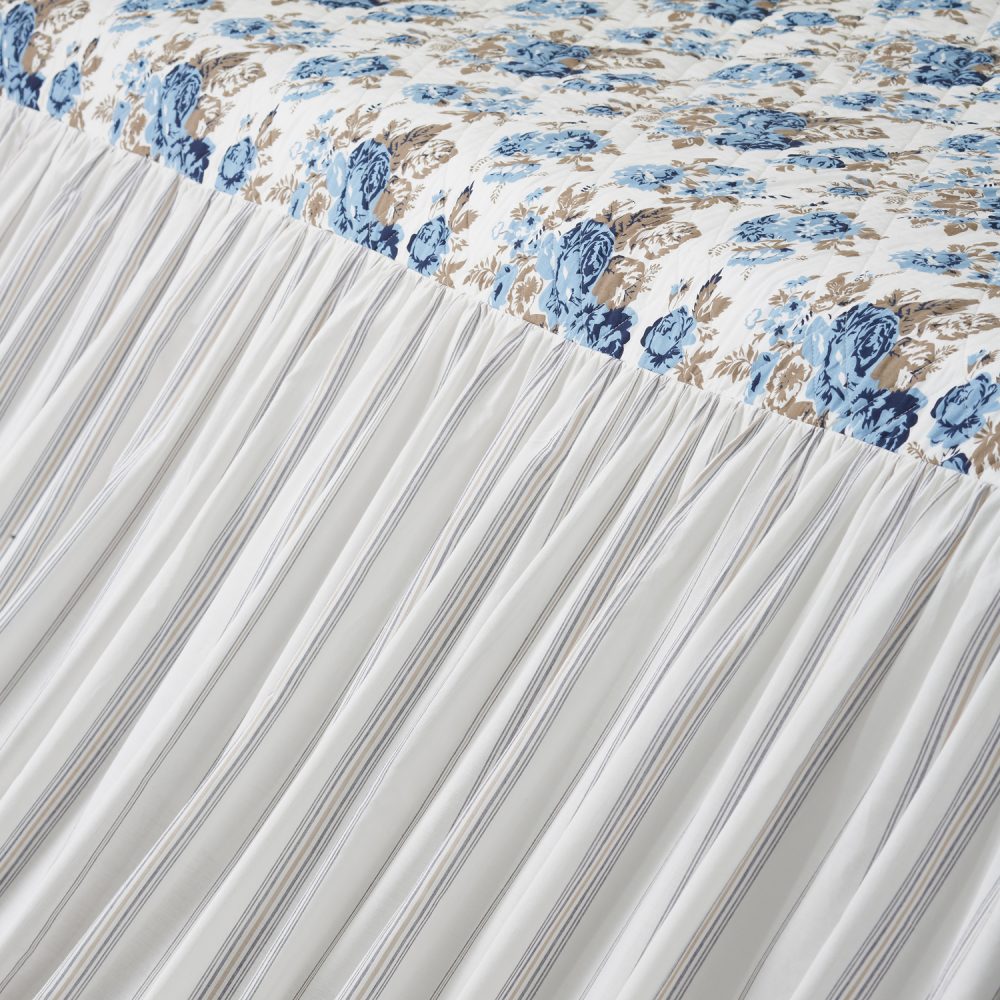 Annie Blue Floral Ruffled California King Coverlet 84x72+27 - Image 5