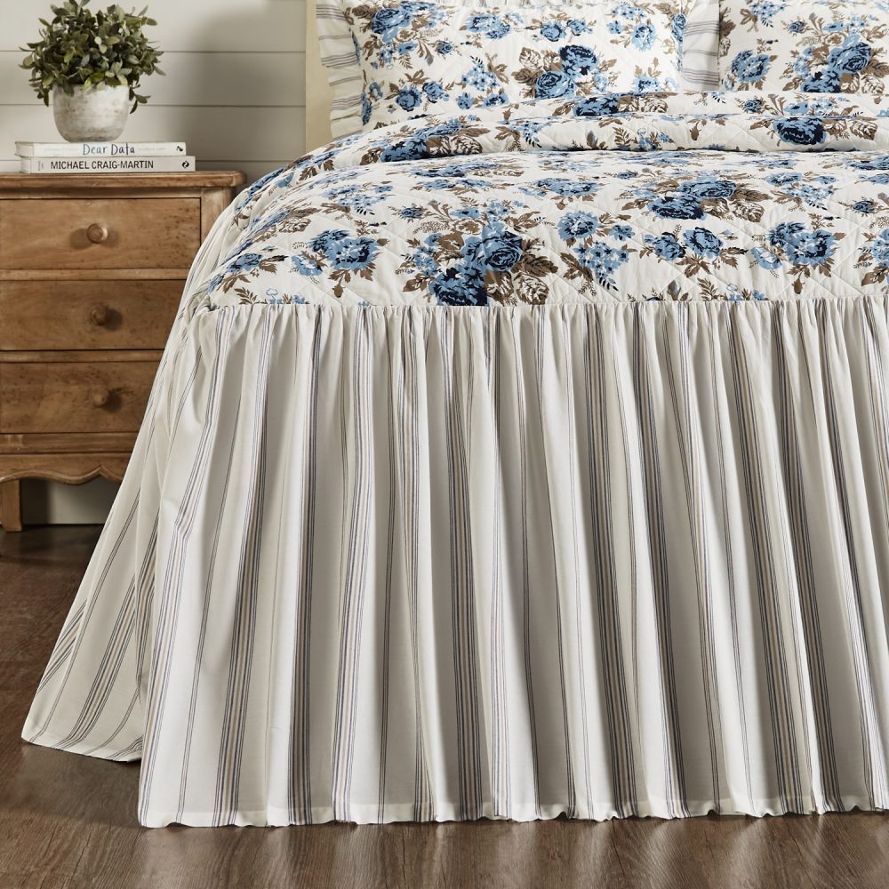Annie Blue Floral Ruffled California King Coverlet 84x72+27 - Image 6