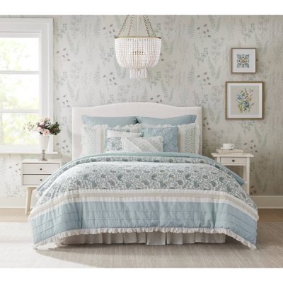 Madison Park Dawn 9 Piece Cotton Percale Comforter Set in Aqua, Cal King MP10-388