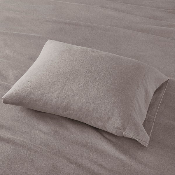 True North by Sleep Philosophy Cozy Cotton Flannel Printed Sheet Set in Grey Solid, Queen TN20-0108 - Image 3