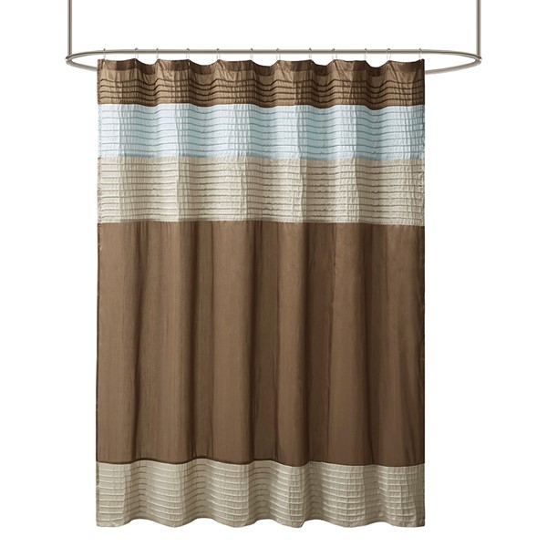 Madison Park Amherst Faux Silk Shower Curtain in Blue, 72x72" MP70-220 - Image 5