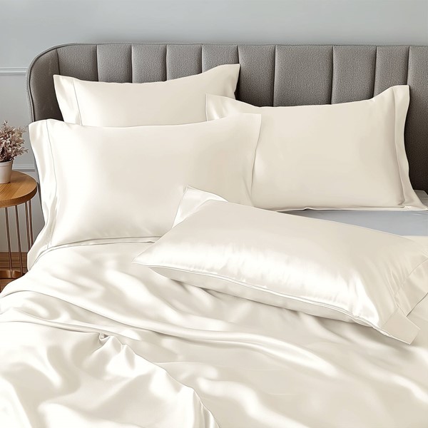 Madison Park Essentials Satin Luxury Sheet Set in Ivory, Cal King MPE20-906 - Image 2