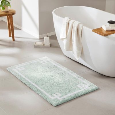 Madison Park Evan Cotton Tufted Bath Rug in Seafoam, 20x30" MP72-3611