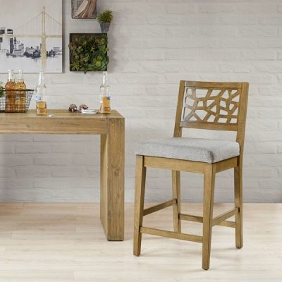 INK+IVY Crackle Counter Stool in Light Grey, One Size IIF20-0050