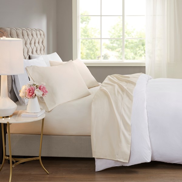 Madison Park 600 Thread Count Cooling Cotton Blend 4 PC Sheet Set in Ivory, Cal King MP20-8954