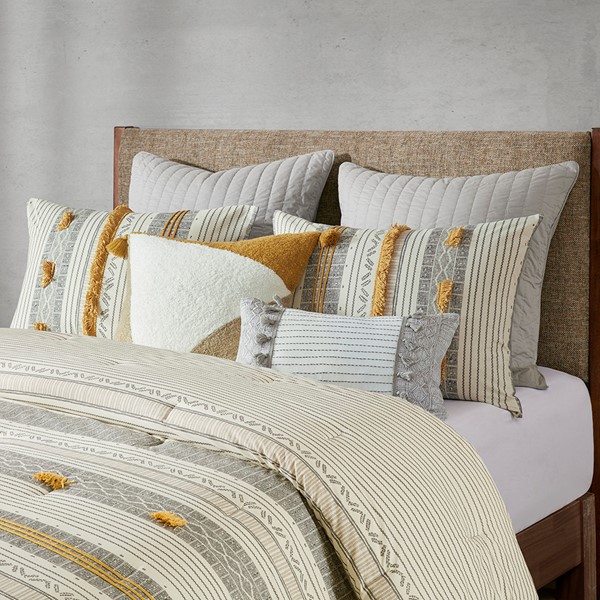 INK+IVY Cody 3 Piece Cotton Comforter Set in Gray/Yellow, Full/Queen II10-1116 - Image 4