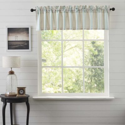 Grain Sack Aqua Valance 16x90