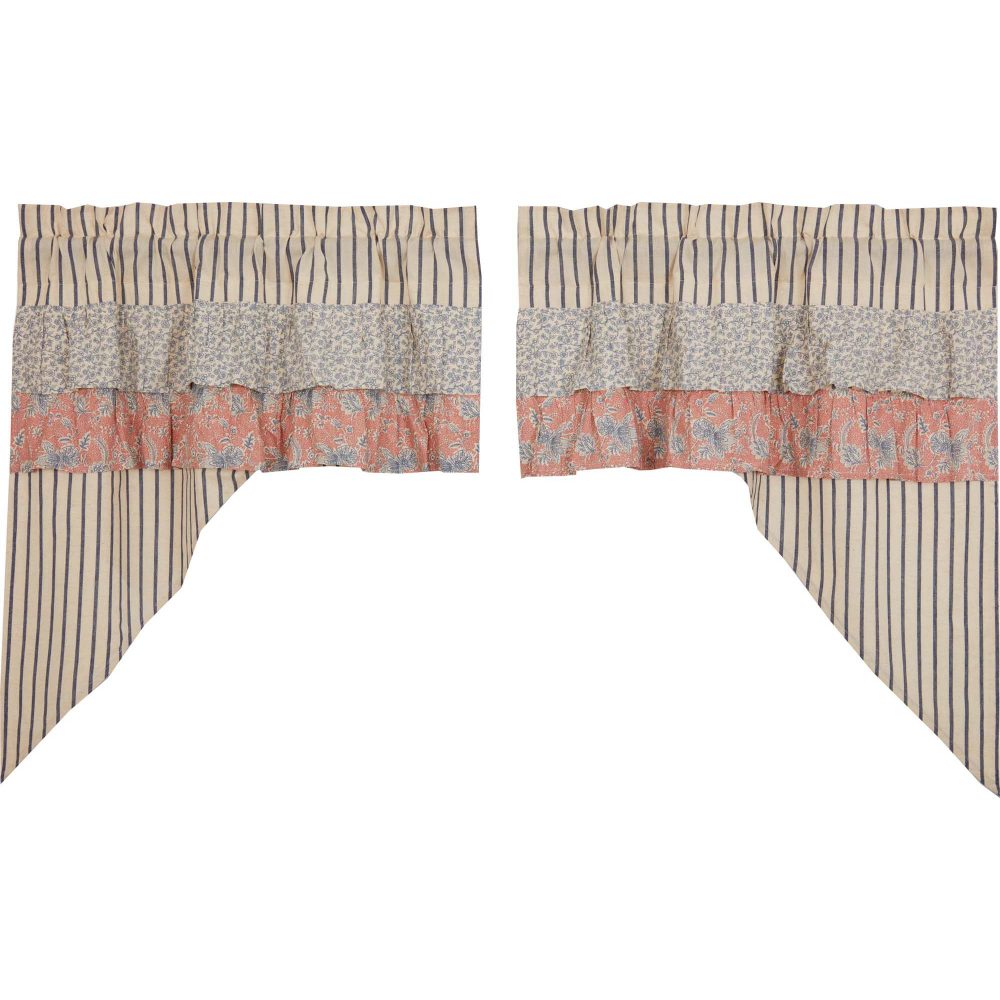 Kaila Ticking Blue Ruffled Swag Set of 2 36x36x16 - Image 2