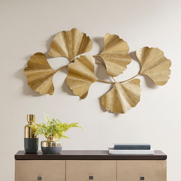 Madison Park Faye Gold Foil Metal Ginkgo Leaf Wall Decor in Gold, One Size MT167-0023 - Image 4