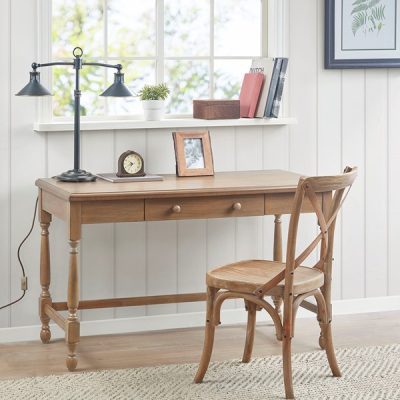 Martha Stewart Tabitha Solid Wood Desk with 1 Drawer and turned legs in Natural, One Size MT122-0145