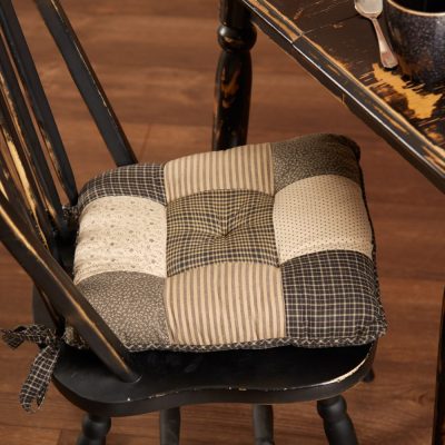 Kettle Grove Patchwork Country Rustic Check Stripe Chair Pad 14x14 - VHC Brands