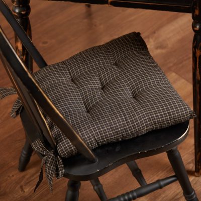 Kettle Grove Black Micro Plaid Farmhouse Country Chair Pad 14x14 - VHC Brands