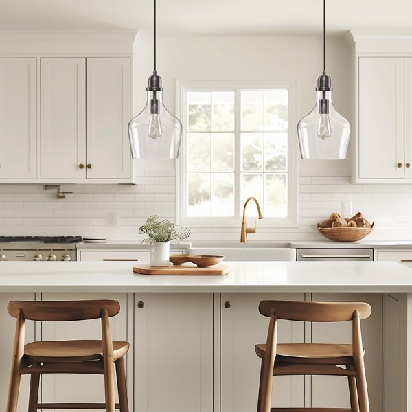 INK+IVY Auburn Bell Shaped Hanging Glass Pendant Light in Bronze/Clear, Dia.9" MP151-0198 - Image 4