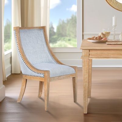 Martha Stewart Elmcrest Upholstered Dining Chair with Nailhead Trim in Light Blue, One Size MT108-1216