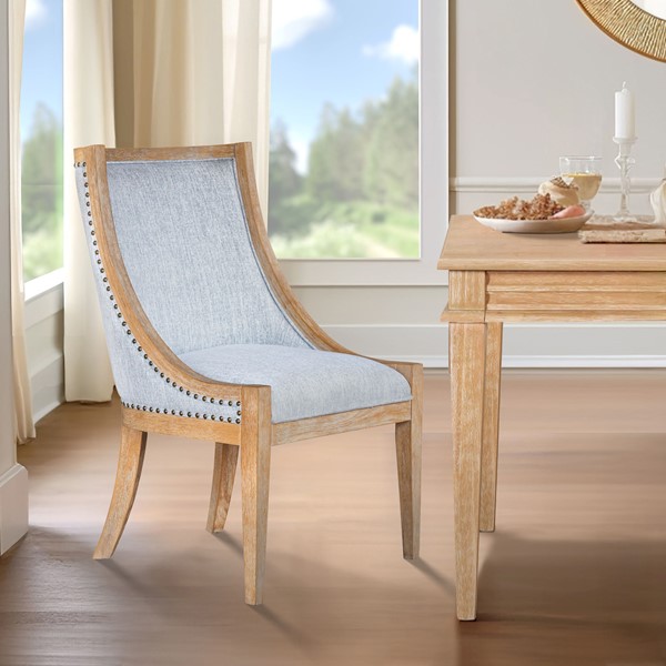Martha Stewart Elmcrest Upholstered Dining Chair with Nailhead Trim in Light Blue, One Size MT108-1216
