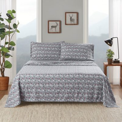 Woolrich Cotton Flannel Sheet Set in Grey Ski Jump, Queen WR20-4010