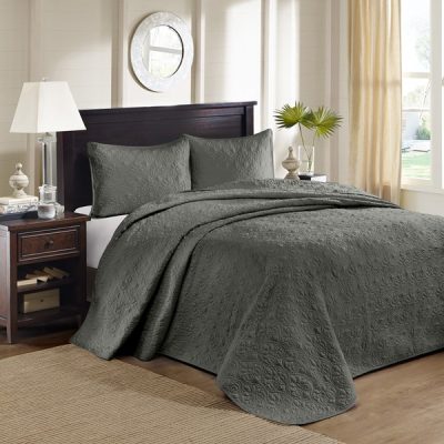 Madison Park Quebec Reversible Bedspread Set in Dark Grey, Queen MP13-6126