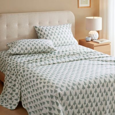 True North by Sleep Philosophy Cozy Cotton Flannel Printed Sheet Set in Ikat tree, Full TN20-0628