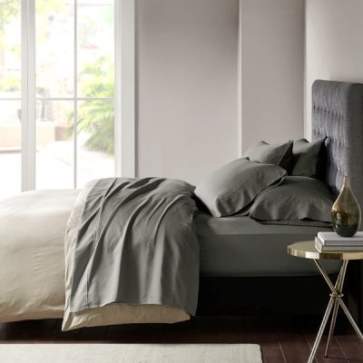 Madison Park 800 Thread Count Cotton Blend Sateen Sheet Set in Charcoal, Queen MP20-6422