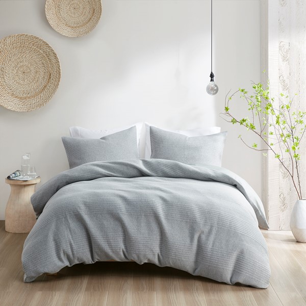 Croscill Casual Ellis 3 Piece Duvet Set in Heathered Gray, Full/Queen CCA12-0003 - Image 3