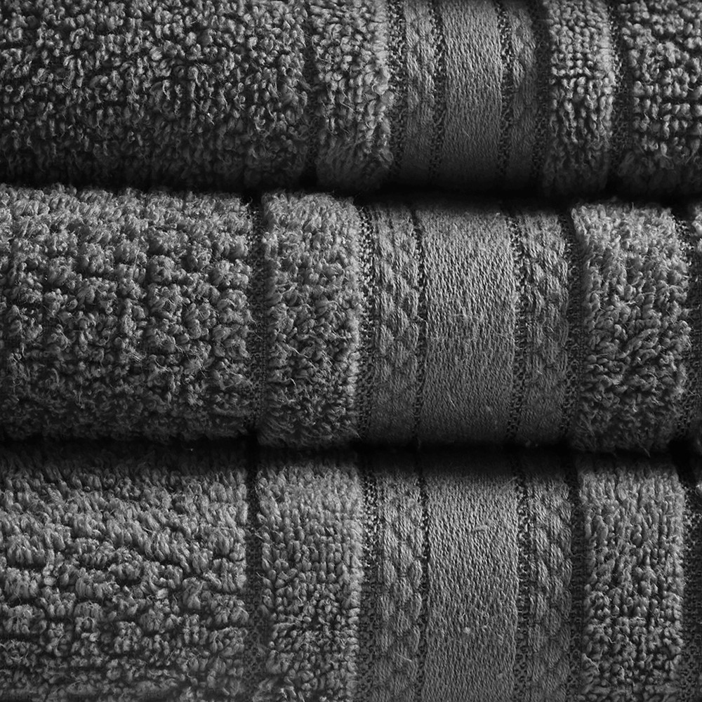Madison Park Essentials Adrien Super Soft Cotton Quick Dry Bath Towel 6 Piece Set in Dark Gray, 6-Piece MPE73-665 - Image 2