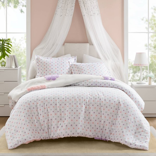 Urban Habitat Kids Gracie Floral Reversible Tufted Chenille Duvet Cover Set in White/Purple, Full/Queen UHK12-0229 - Image 6