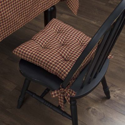 Patriotic Patch Red Black Tan Navy Country Rustic Chair Pad 14x14 - VHC Brands