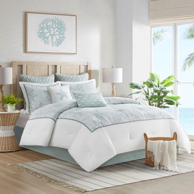 Harbor House Blue Maya Bay Comforter Set in White, Full HH10-1222