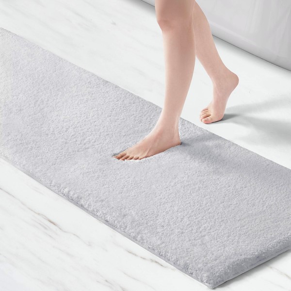 Madison Park Signature Marshmallow Bath Rug Collection in Silver, 24x72" MPS72-172