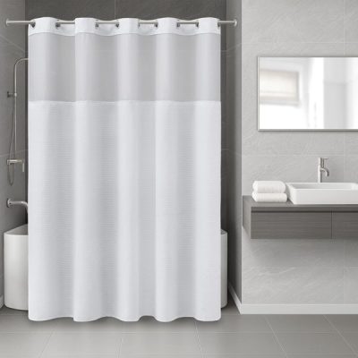 Nomad Home Plain Weave Luxury Shower Curtain - Waffle in White, 71"x77"+70"x57" NH70-0163