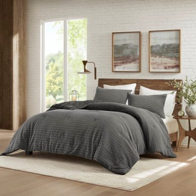 Woolrich Lyon Waffle Washed Comforter Set in Charcoal, King/Cal King WR10-4043