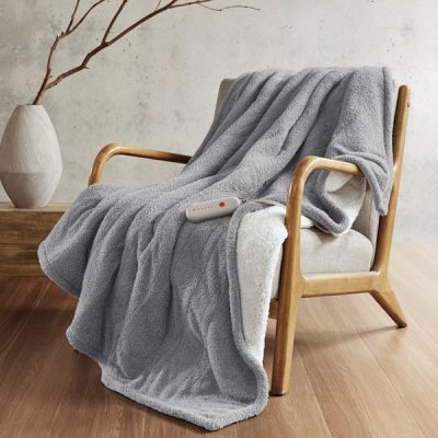 Sharper Image Amira Dream Soft Heated Throw in Grey, 50x60" SI54-0065