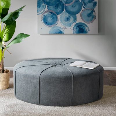Madison Park Ferris Oval Ottoman in Blue, One Size MP101-0199