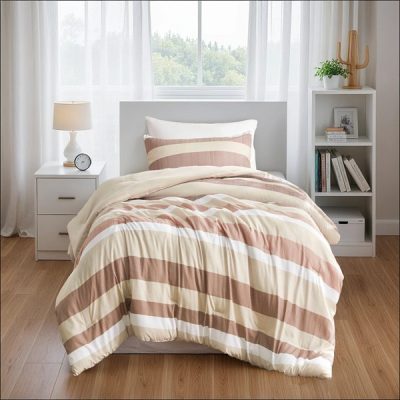 Regency Heights Blais Stripe Textured Print Comforter Set in Terracotta, Twin/Twin XL RH10-0010