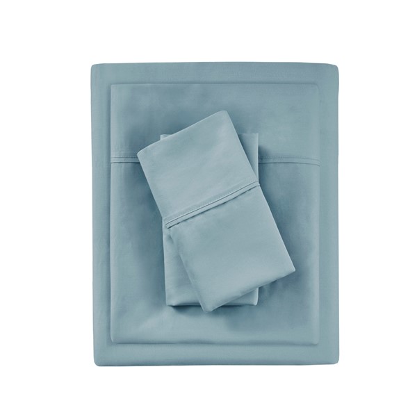 Madison Park 1000 Thread Count HeiQ Smart Temperature Cotton Blend 4 PC Sheet Set in Blue, Full MP20-8943 - Image 4