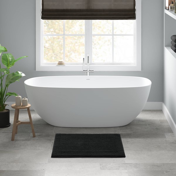 Madison Park Signature Splendor 100% Cotton Tufted 3000 GSM Reversible Bath Rug in Black, 24x72" MPS72-595 - Image 3
