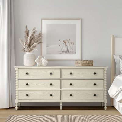 Madison Park Signature Beckett 6-drawer dresser (70"W) in Antique Cream, One Size MPS137-0324