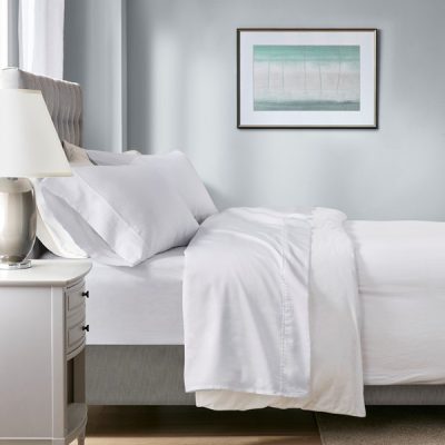 Madison Park 1000 Thread Count HeiQ Smart Temperature Cotton Blend 4 PC Sheet Set in White, King MP20-8937