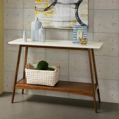 Madison Park Parker Console in Off-White/Pecan, One Size MP120-0096