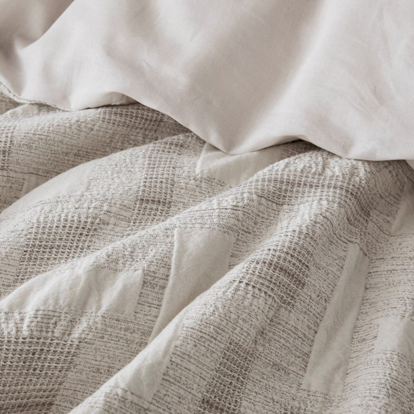 INK+IVY Cairo 3 Piece Cotton Jacquard Duvet Set in Ivory, King/Cal King II12-1333 - Image 2